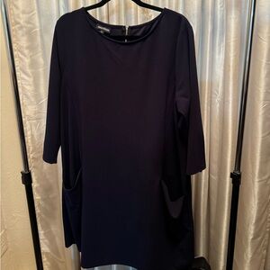 Nina Leonard Navy Dress with Pockets